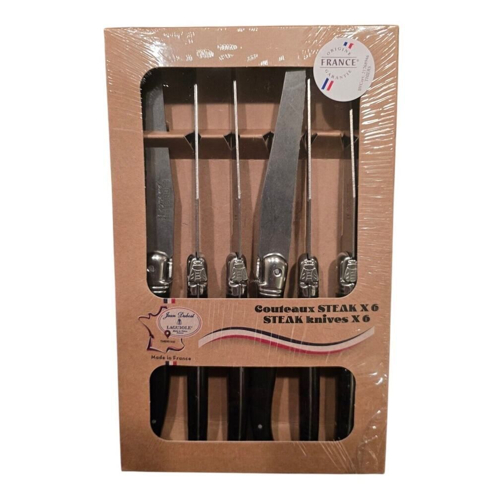 Jean Dubost Laguiole Set of 6 Steak Knives Couteaux Steak NIP Made In France